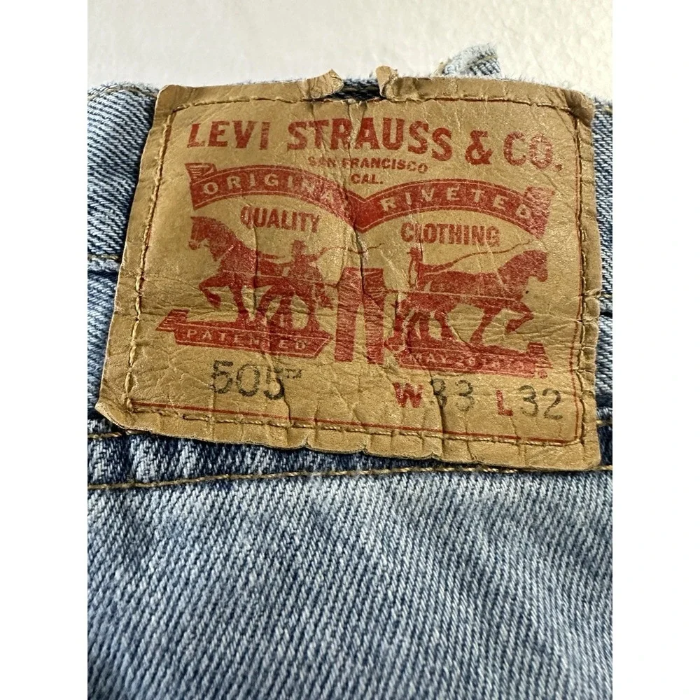 Vintage Levi's 505 33x32‎ Mens Jeans Straight Fit Y2K Light Wash Denim